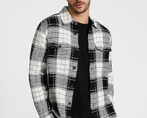 Plaid Cotton Double Pocket Flannel Shirt Jacket