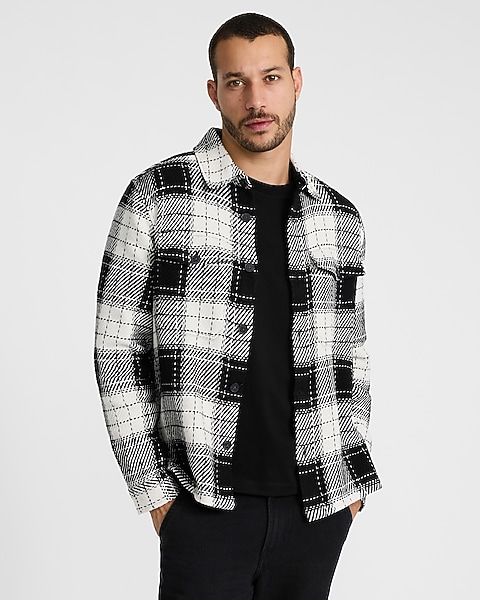 Plaid Cotton Double Pocket Flannel Shirt Jacket