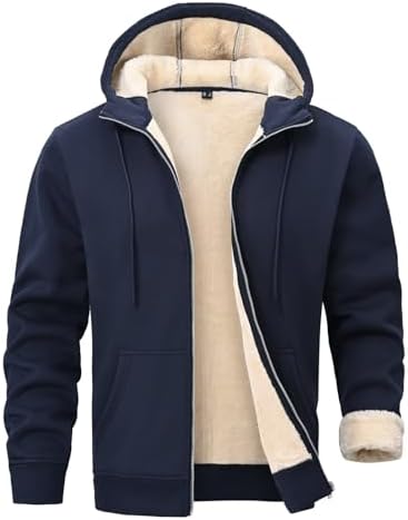 Men Hoodies Zipper Sherpa Jacket Winter