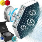 A stylish way to cleaner showers — 8-inch hex rain shower head (Chrome) with Vitamin C/E/A filter, high-pressure, 1.8 & 2.5 GPM
