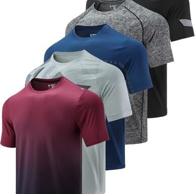 A go-anywhere pick for men: 5-Pack Quick-Dry Crew Neck Short-Sleeve Tees for Running, Gym & Workout - At Least 50% Recycled