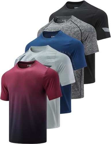 A go-anywhere pick for men: 5-Pack Quick-Dry Crew Neck Short-Sleeve Tees for Running, Gym & Workout - At Least 50% Recycled