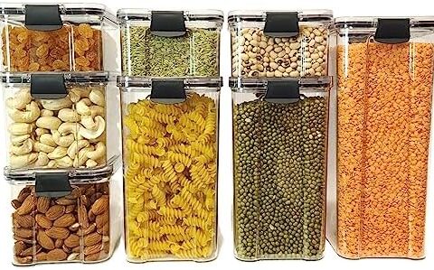 A smart pick for organized kitchens — 8pc Airtight, 100% Leak-Proof Clear PET Food Canisters (Stackable)