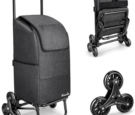 A clever solution for stairs — 2-in-1 stair-climbing grocery cart, 60L removable waterproof bag, foldable, 300 lb capacity