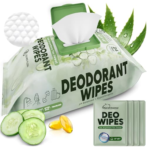 A handy option for on-the-go freshness — Deodorant Wipes for Women, Gentle Fresh-Scent Body Towelettes, Individually Wrapped, 60 Count