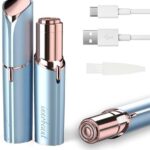 A gentle way to remove peach fuzz — USB Rechargeable Electric Facial Hair Remover for Women, Painless Lip & Chin Trimmer with LED (Blue, Device Only)