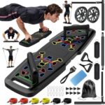 Push Up Board,Home Gym,Portable Exercise Equipment,Pilates Bar and 20 Fitness Accessories with Resis