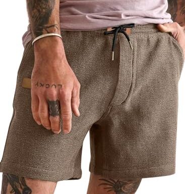 A go-anywhere pick for men: Casual 5"/7" Waffle Shorts, Elastic Waist, Drawstring & Pockets for Workout, Running, Beach