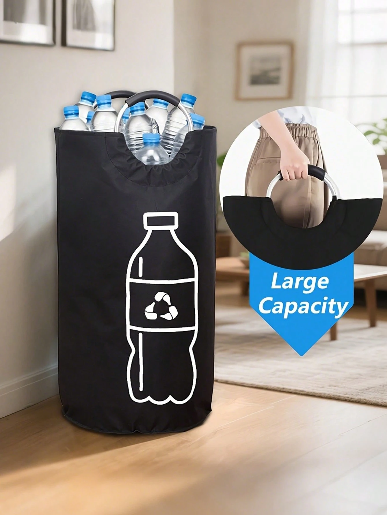 A smart pick for apartment living — Large-Capacity Foldable Recycling Bin, Cylindrical Open-Top Polyester Collapsible Bottle Storage