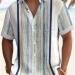 Cross Border Europe And America Printed Short Sleeve Shirt For Men, Plus Size Slim Fit Casual Shirt,
