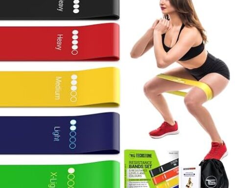 A go-anywhere pick for home & travel: 5-level resistance loop bands (10-115 lb), 100% natural latex, carry bag included