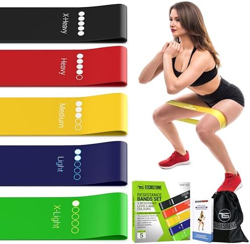A go-anywhere pick for home & travel: 5-level resistance loop bands (10-115 lb), 100% natural latex, carry bag included