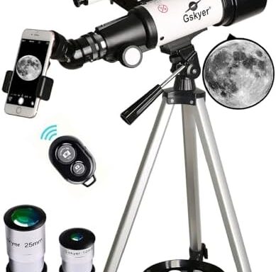 A great choice for beginners — 70mm Refractor Telescope 400mm f/5.7 AZ Mount | Travel Kit with Phone Adapter, Wireless Remote & Carry Bag