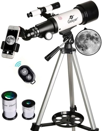 A great choice for beginners — 70mm Refractor Telescope 400mm f/5.7 AZ Mount | Travel Kit with Phone Adapter, Wireless Remote & Carry Bag