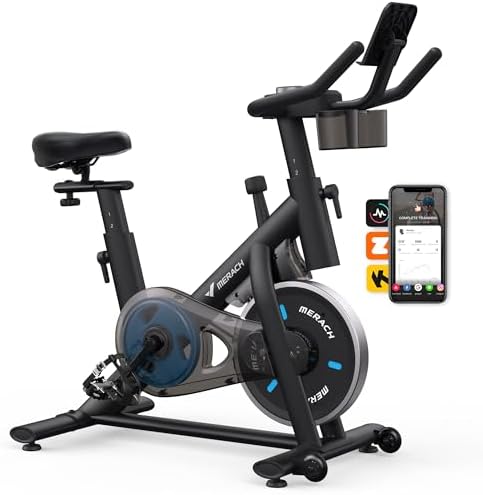 A great choice for home cardio — Brake-pad Stationary Exercise Bike with Exclusive App, Silent Belt Drive, 300 lb Capacity & Tablet Mount
