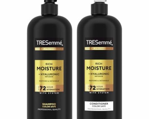A daily essential for dry hair — TRESemmé Rich Moisture Shampoo & Conditioner, 2‑pack (28 oz) with Hyaluronic Acid, Vitamin E & Biotin; Paraben-, Mineral Oil- & DMDM Hydantoin‑Free, PETA Cruelty‑Free