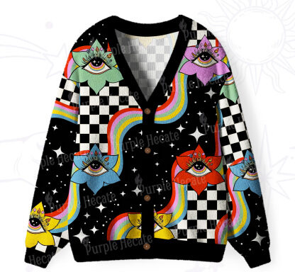 Purplehecate Enchanted Eye Blossom Ugly Cardigan Sweaters