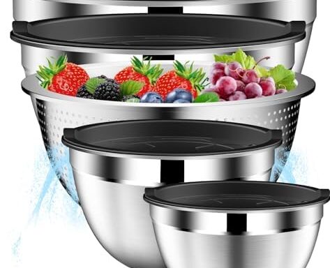 A practical pick for home cooks: 4‑Piece Stainless Steel Mixing Bowl Set with Lids & Colander — 1.5, 2, 2.5, 4.5 QT (Black)