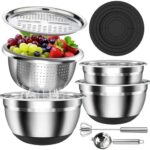 A great choice for home cooks — Stainless Steel 7‑Piece Nesting Mixing Bowl Set (1.5, 2, 2.5, 4.5 QT) with Lids & Non‑Slip Silicone Bases, Includes 3.2 QT Colander, Grater, Whisk & Egg Separator