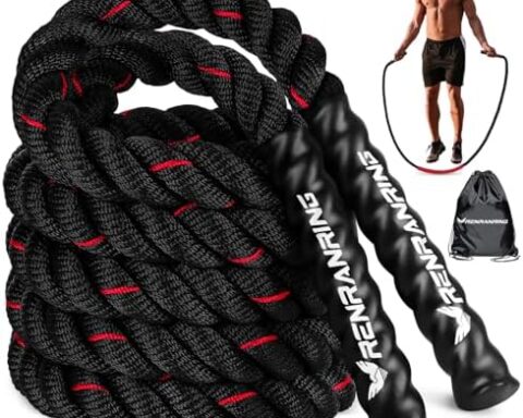 A powerful way to boost cardio & strength — Weighted Jump Rope (3/4/5 lb) for Men & Women, Heavy Skipping Rope for Home Gym
