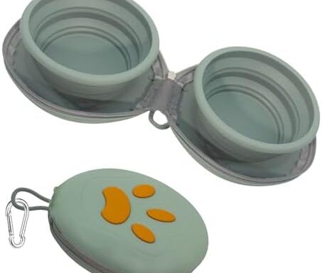 A go-anywhere pick for travel: 2-in-1 Collapsible Silicone Dog Bowl - Dual Spill‑Proof Compartments with Carabiner, Non‑Slip, BPA-Free