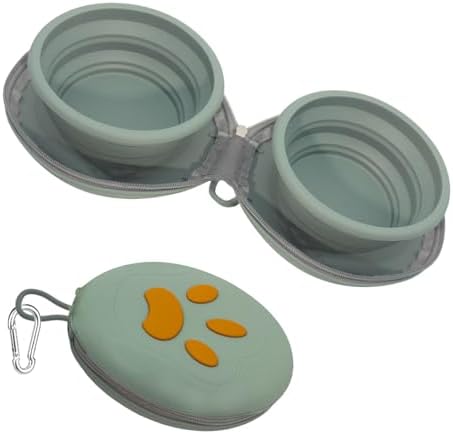 A go-anywhere pick for travel: 2-in-1 Collapsible Silicone Dog Bowl - Dual Spill‑Proof Compartments with Carabiner, Non‑Slip, BPA-Free