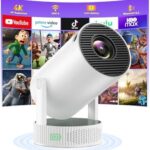 Mini Projector with Built-in Rechargeable Battery, WiFi and Bluetooth, 4K for Bedroom, for Outdoor