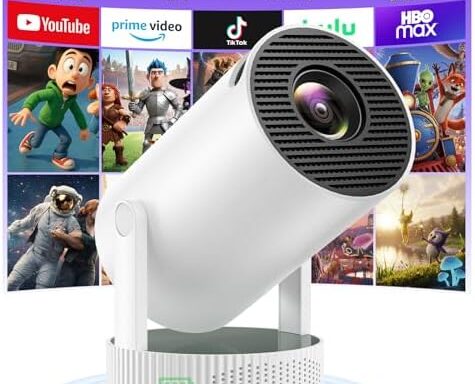 Mini Projector with Built-in Rechargeable Battery, WiFi and Bluetooth, 4K for Bedroom, for Outdoor