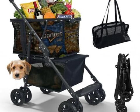 A smart pick for errands: 2‑in‑1 Folding Shopping Cart & Pet Stroller — 110 lb Capacity, Detachable Upper Basket, Single‑Hand Fold, Fits Pets to 55 lb
