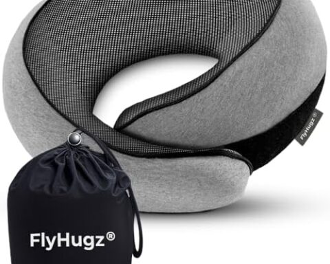 A comfortable way to travel — Memory Foam Neck Pillow, Compact Ergonomic Support with Adjustable Velcro & Washable Cover