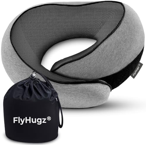 A comfortable way to travel — Memory Foam Neck Pillow, Compact Ergonomic Support with Adjustable Velcro & Washable Cover