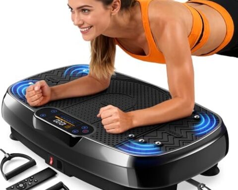 A powerful way to boost workouts — 3D Vibration Plate, 450 lb Capacity, 99 Speeds, LED, Bluetooth & Resistance Bands