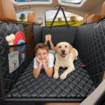 A smart pick for pet travel — Backseat Extender Hard-Bottom Dog Car Seat Cover & Hammock, Rear Protector with Mesh Window, 51 in × 23.6 in, Holds up to 400 lb