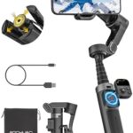AOCHUAN Smart X3 360° Pan Rotation Gimbal Stabilizer for iPhone, Magnetic Remote Control, 3-Axis Stabilizer w/Built-in Extension Rod & One-Touch Open Tripod, Foldable Phone Gimbal for Vlogging, Travel