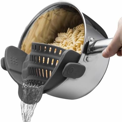 A practical pick for busy cooks: 1pc Silicone Clip-On Strainer — Adjustable, Heat-Resistant for Pans & Bowls (Noodles, Pasta & Veggies)