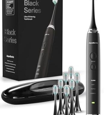 Black Series Ultra Whitening Toothbrush 40,000 VPM Electric Motor & Wireless Charging - 4 Modes w Sm