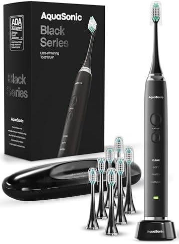 Black Series Ultra Whitening Toothbrush 40,000 VPM Electric Motor & Wireless Charging - 4 Modes w Sm