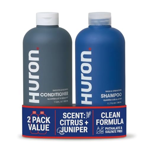 A great choice for everyday hair: Huron 2‑pack Shampoo + Conditioner (11.4 oz) — Citrus & Juniper, Argan Oil, Biotin & Shea