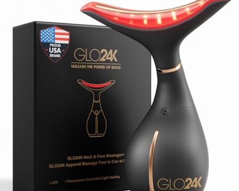 Red Light Face & Neck Beauty Device – 3-in-1 Facial Massager Tool with LED & Vibration for Skin Revi