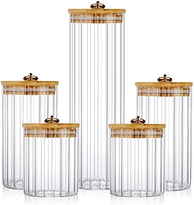 A stylish way to organize your coffee bar — Glass Storage Jars Set of 5 with Airtight Bamboo Lids