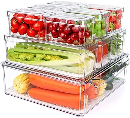 A smart pick for tidy kitchens — 10-Pack Stackable Clear Fridge & Pantry Organizer Bins with Lids, Drainable BPA‑Free PET