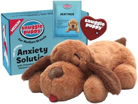 A gentle way to soothe new pups - Snuggle Puppy Original Heartbeat Toy with Real-Feel Pulse & Removable Heat Pack, Biscuit