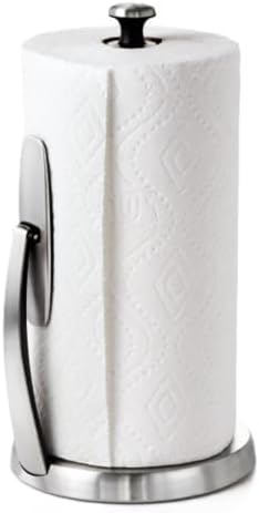 A smart pick for effortless one-handed tearing — SimplyTear countertop paper towel holder, weighted stainless steel, non-slip base (7" x 13")