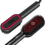A great choice for thick, curly hair — Upgraded Ionic+ Ceramic Hair Straightening Brush, 16 Temps, Dense Bristles, Dual Voltage (Black)