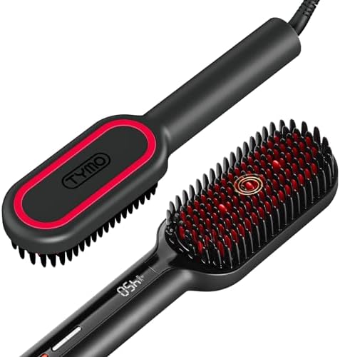 A great choice for thick, curly hair — Upgraded Ionic+ Ceramic Hair Straightening Brush, 16 Temps, Dense Bristles, Dual Voltage (Black)
