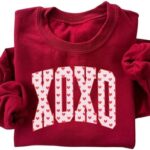 Valentine's Day Sweatshirt for Women, Red Valentine’s Day Crewneck, Cozy Fleece Pullover, Valentine'