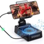 A handy option for tech lovers: 3-in-1 Phone Stand with Bluetooth Speaker & 5000mAh Portable Charger — Foldable, Adjustable, HD Surround Sound for Desk