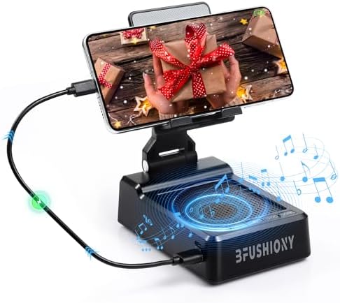 A handy option for tech lovers: 3-in-1 Phone Stand with Bluetooth Speaker & 5000mAh Portable Charger — Foldable, Adjustable, HD Surround Sound for Desk