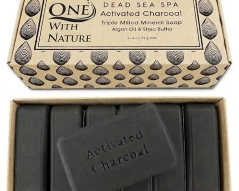Detoxifying and Exfoliating Charcoal Soap Bar with Dead Sea Salt for Face & Body, for Men & Women
