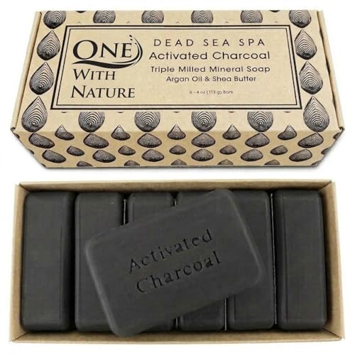 Detoxifying and Exfoliating Charcoal Soap Bar with Dead Sea Salt for Face & Body, for Men & Women